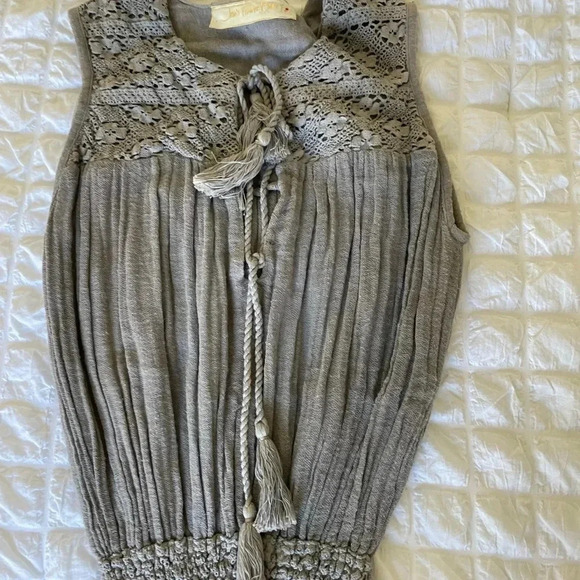 Jen’s Pirate Booty gray gauze drop waist mini dress - Picture 2 of 10